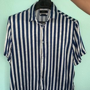 Zara White and Blue Stripes Shirt